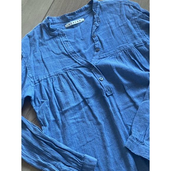 Xirena Blue Cotton Gauze Casual Tunic Shirt Top - Picture 2 of 6